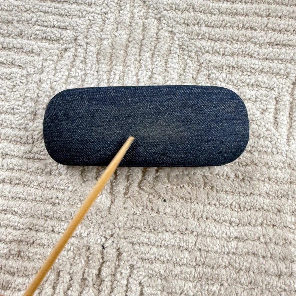 Muche et Muchette Glasses Case Blue Denim Hard Shell Eyewear Protector Y2K Retro